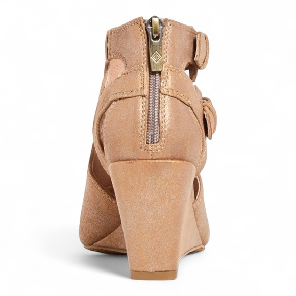 Donald J. Pliner PRISCILLA Leather Open Toe Wedge Sandals in Light Bronze NIB - Picture 4 of 6